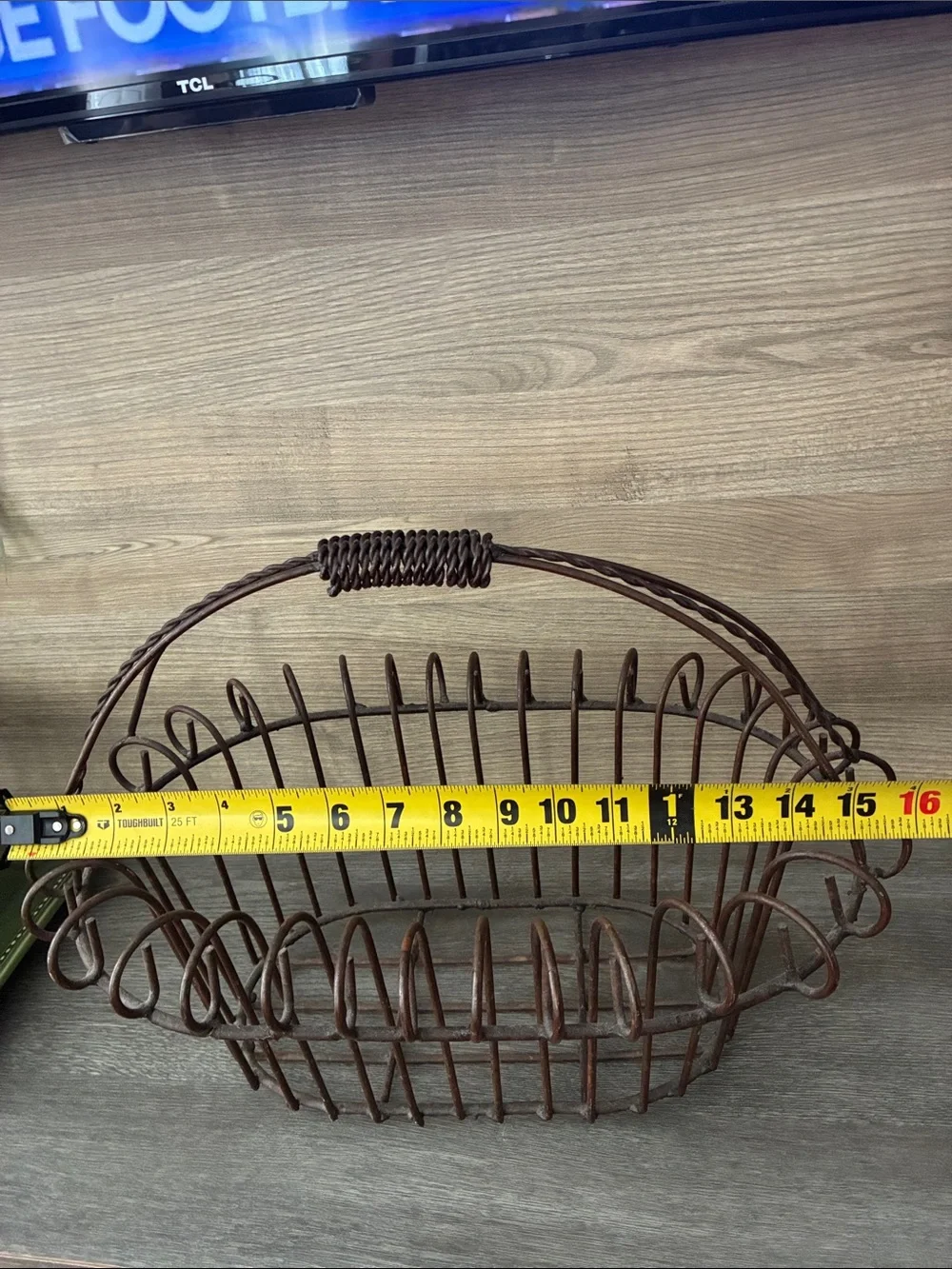 Wrought Iron Vintage Metal Basket with Handle